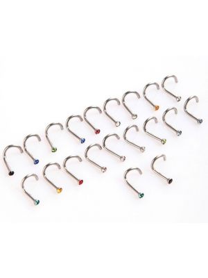 18g Titanium Curved Nose Stud with gem